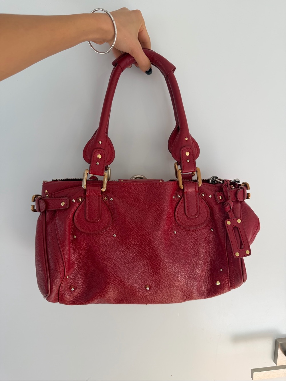 RED CHLOE PADDINGTON BAG - Picture 2 of 7